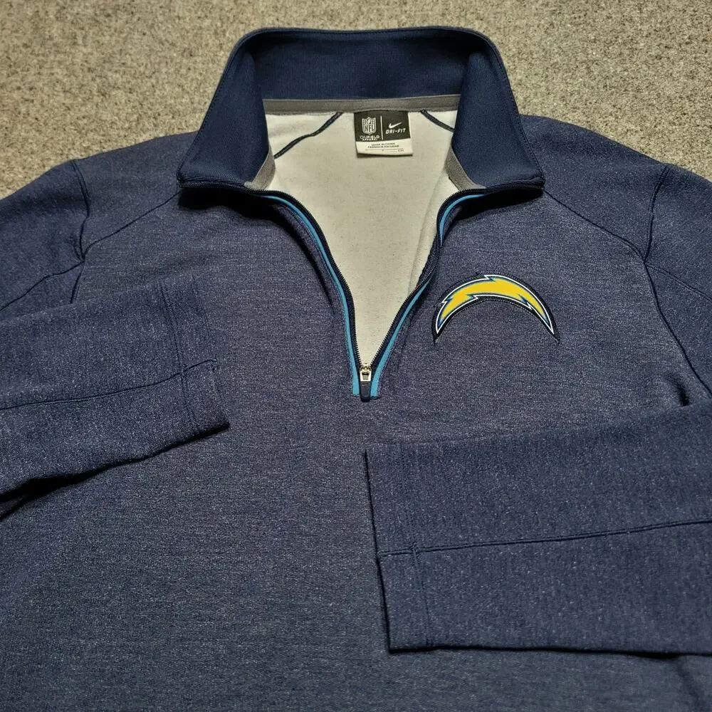 Nike San Diego Chargers Pullover Mens Small Blue Dri Fit On Field Quarter Zip